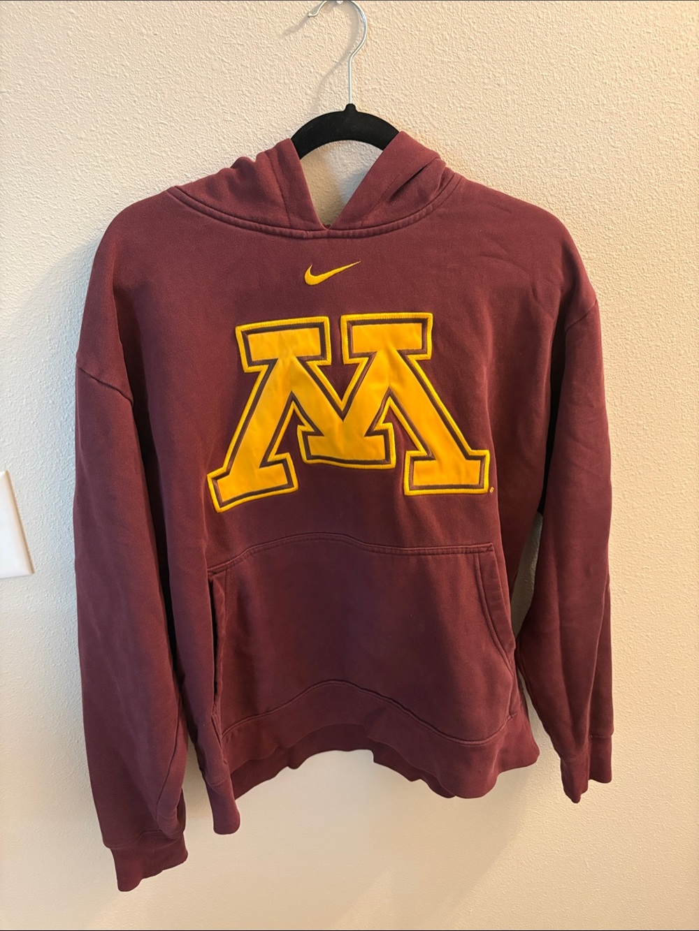 Nike Maroon Crewneck Hoodie with Gold 'M' Logo